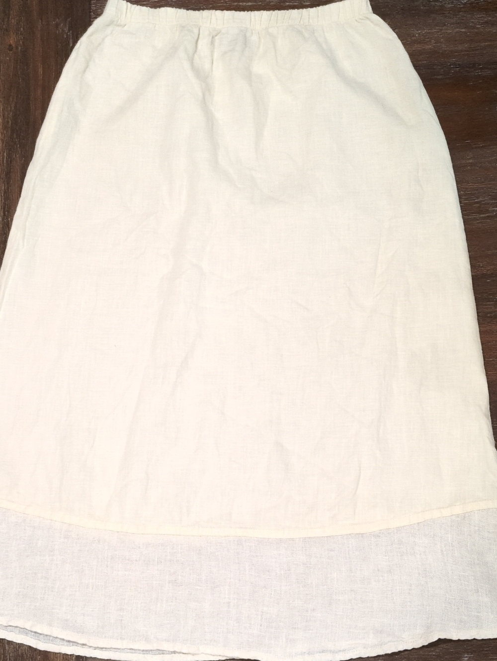 Flax Cream Linen Midi Skirt with Layered Hem Small